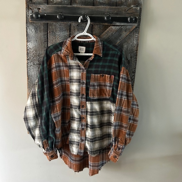 BDG Tops - Women's BDG Multi Plaid Asymmetrical Button Down Shirt